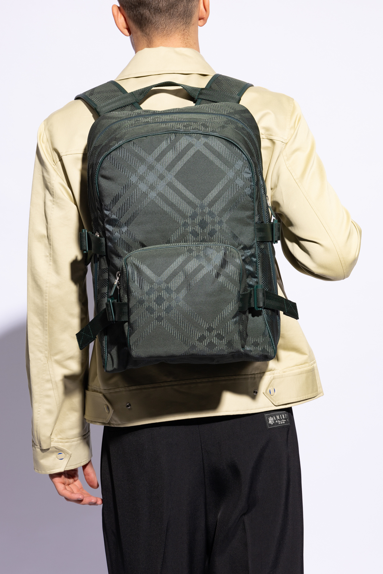 BURBERRY Kensington Cotton Trench Green Backpack with signature check Teddy burberry SchaferandweinerShops Japan